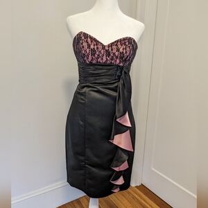 Betsey Johnson Dress Sz 0 Pink Black Cocktail Lace Dress